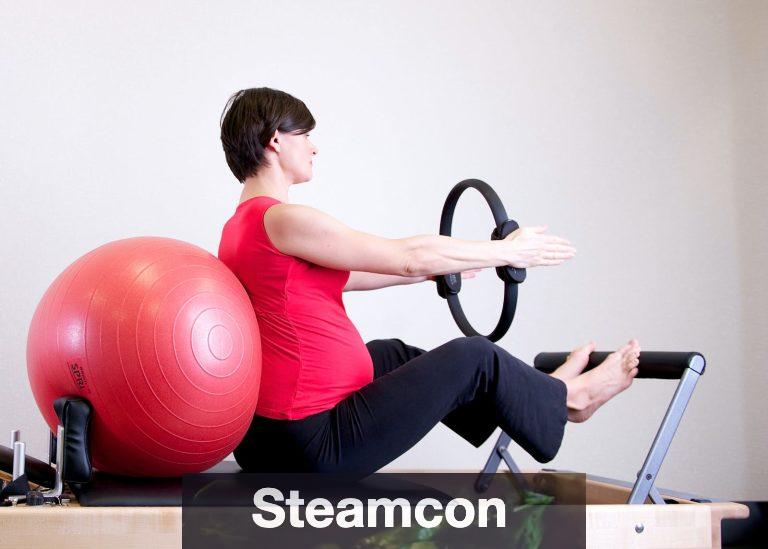 Woman in Red Shirt Sitting on Fitness Equipment