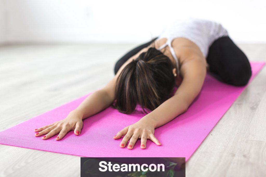 woman, yoga, stretching