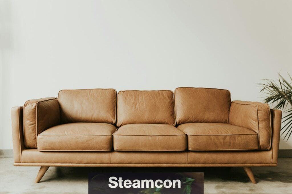 brown leather 3-seat sofa