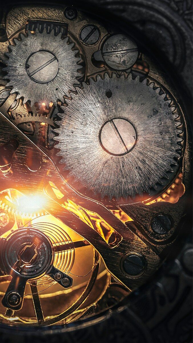 Engranajes metálicos de estilo steampunk